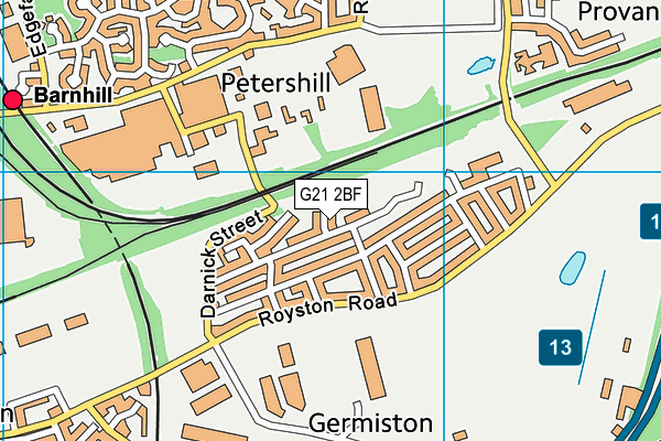 G21 2BF map - OS VectorMap District (Ordnance Survey)