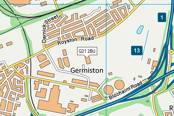 G21 2BU map - OS VectorMap District (Ordnance Survey)