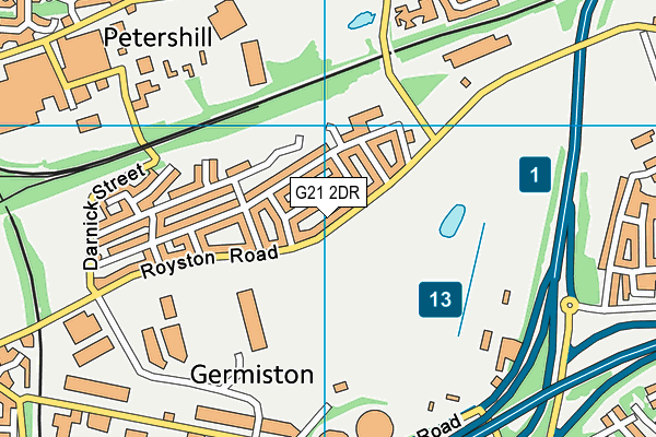G21 2DR map - OS VectorMap District (Ordnance Survey)