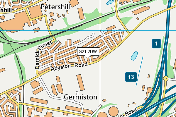 G21 2DW map - OS VectorMap District (Ordnance Survey)