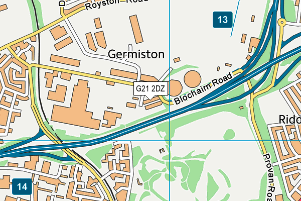 G21 2DZ map - OS VectorMap District (Ordnance Survey)