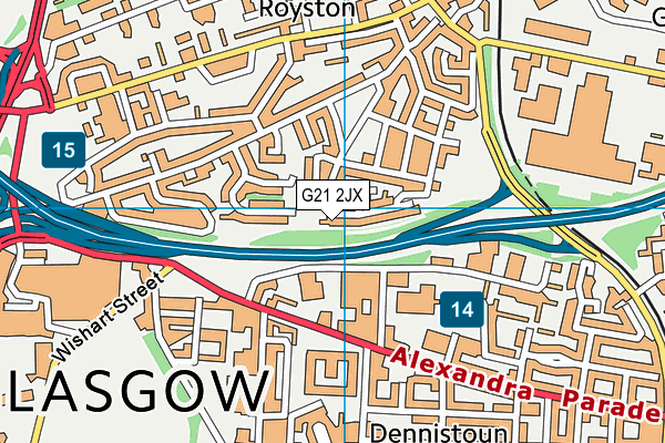 G21 2JX map - OS VectorMap District (Ordnance Survey)