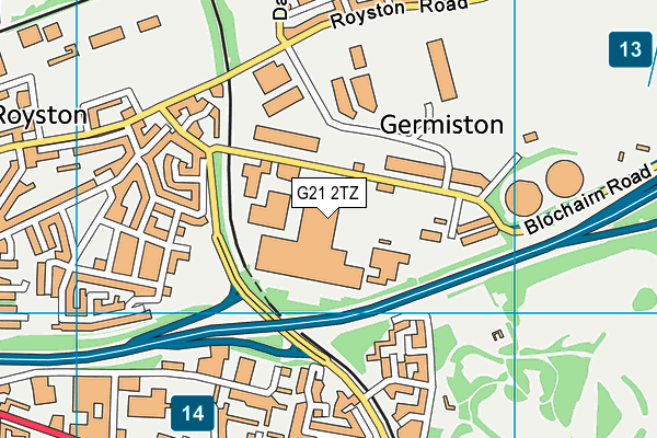 G21 2TZ map - OS VectorMap District (Ordnance Survey)