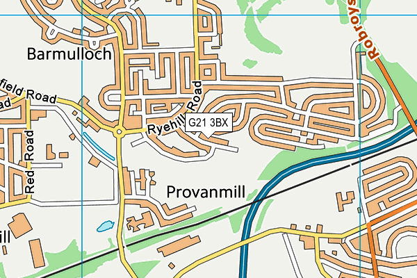G21 3BX map - OS VectorMap District (Ordnance Survey)