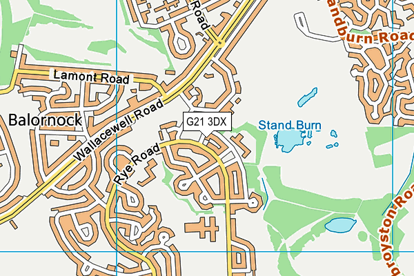 G21 3DX map - OS VectorMap District (Ordnance Survey)