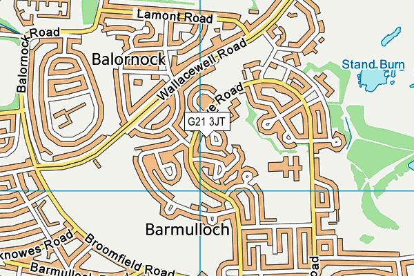 G21 3JT map - OS VectorMap District (Ordnance Survey)