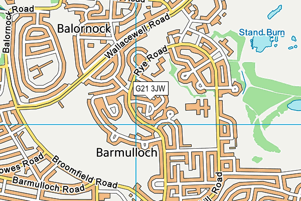 G21 3JW map - OS VectorMap District (Ordnance Survey)