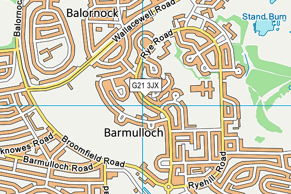 G21 3JX map - OS VectorMap District (Ordnance Survey)