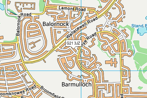 G21 3JZ map - OS VectorMap District (Ordnance Survey)