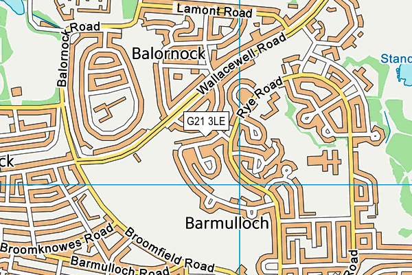 G21 3LE map - OS VectorMap District (Ordnance Survey)