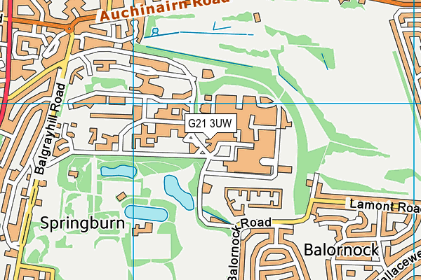 G21 3UW map - OS VectorMap District (Ordnance Survey)