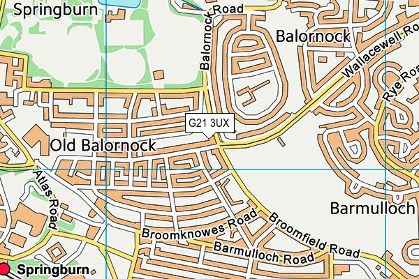 G21 3UX map - OS VectorMap District (Ordnance Survey)
