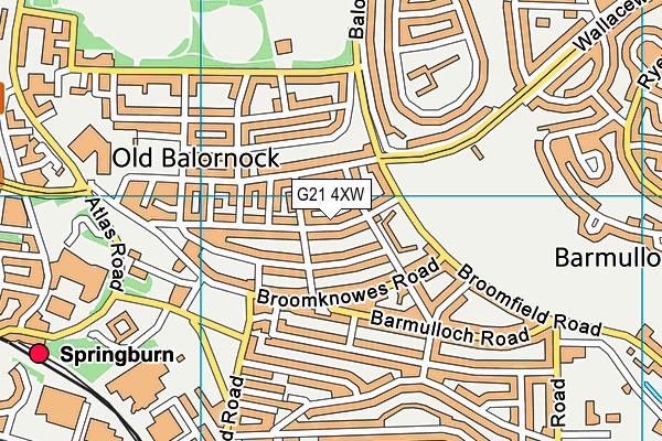 G21 4XW map - OS VectorMap District (Ordnance Survey)