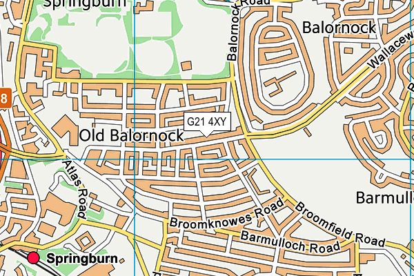 G21 4XY map - OS VectorMap District (Ordnance Survey)