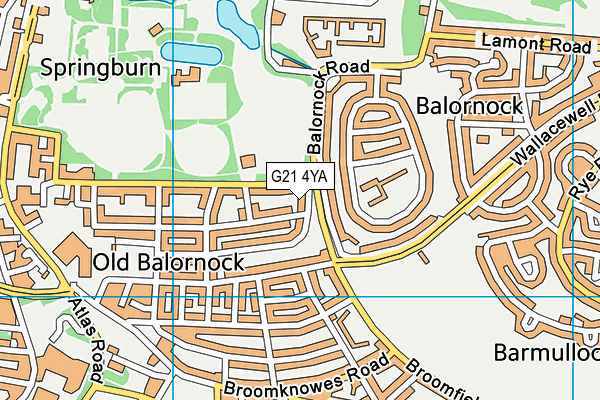 G21 4YA map - OS VectorMap District (Ordnance Survey)