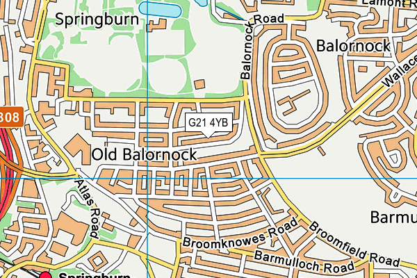 G21 4YB map - OS VectorMap District (Ordnance Survey)