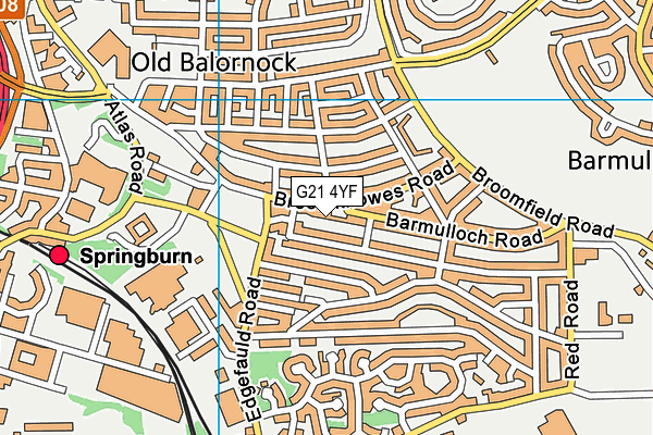 G21 4YF map - OS VectorMap District (Ordnance Survey)