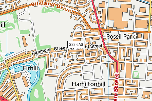 G22 6AS map - OS VectorMap District (Ordnance Survey)