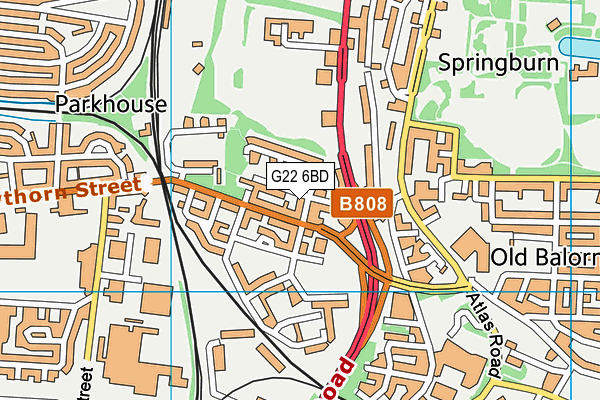 G22 6BD map - OS VectorMap District (Ordnance Survey)