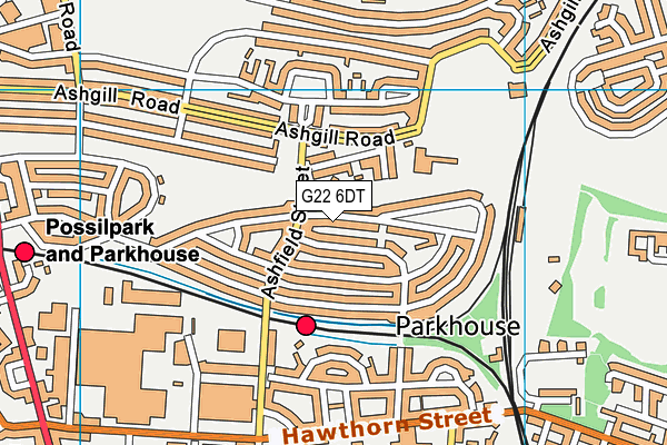 G22 6DT map - OS VectorMap District (Ordnance Survey)