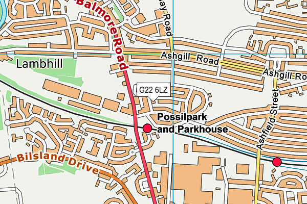 G22 6LZ map - OS VectorMap District (Ordnance Survey)