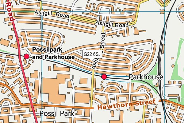 G22 6SJ map - OS VectorMap District (Ordnance Survey)