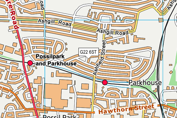 G22 6ST map - OS VectorMap District (Ordnance Survey)