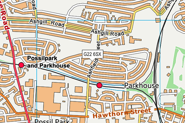 G22 6SX map - OS VectorMap District (Ordnance Survey)