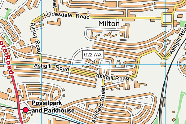 G22 7AX map - OS VectorMap District (Ordnance Survey)