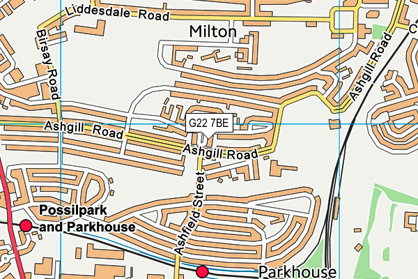 G22 7BE map - OS VectorMap District (Ordnance Survey)