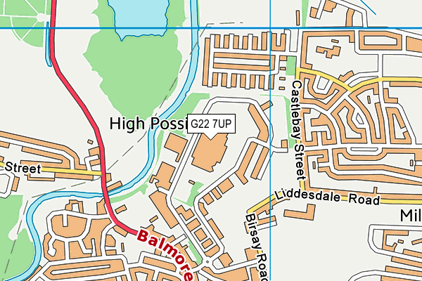 G22 7UP map - OS VectorMap District (Ordnance Survey)