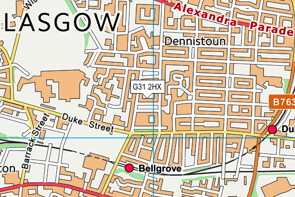 G31 2HX map - OS VectorMap District (Ordnance Survey)