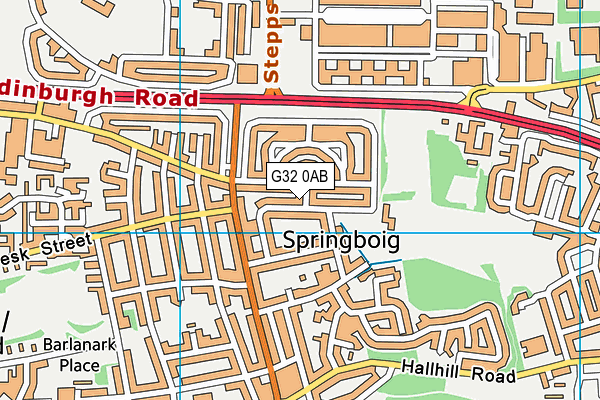 G32 0AB map - OS VectorMap District (Ordnance Survey)