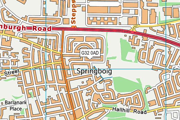 G32 0AD map - OS VectorMap District (Ordnance Survey)