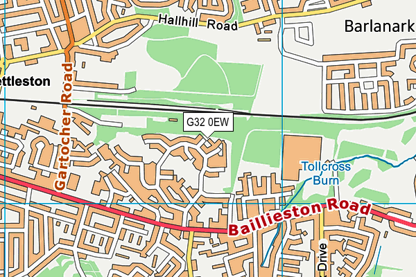 G32 0EW map - OS VectorMap District (Ordnance Survey)