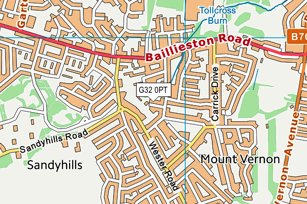 G32 0PT map - OS VectorMap District (Ordnance Survey)