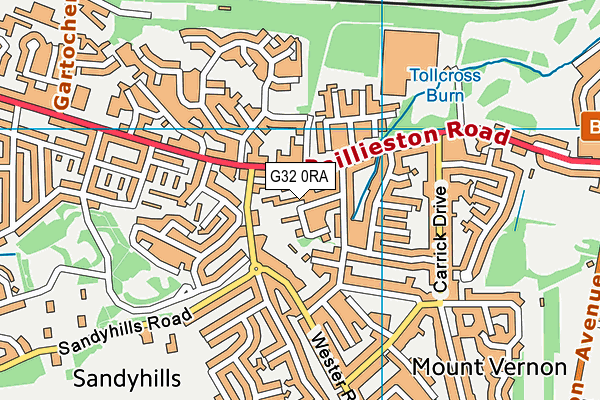 G32 0RA map - OS VectorMap District (Ordnance Survey)