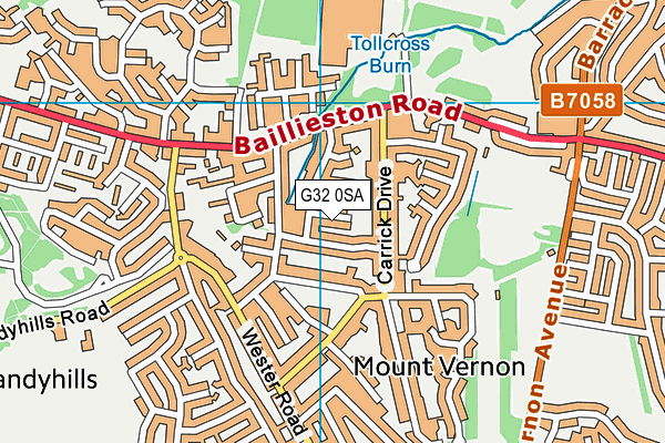 G32 0SA map - OS VectorMap District (Ordnance Survey)