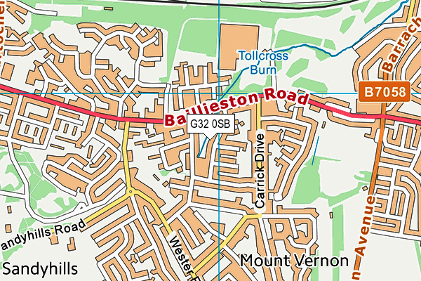 G32 0SB map - OS VectorMap District (Ordnance Survey)