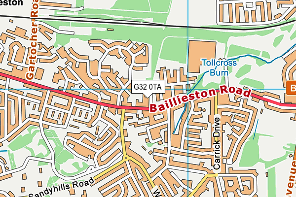 G32 0TA map - OS VectorMap District (Ordnance Survey)