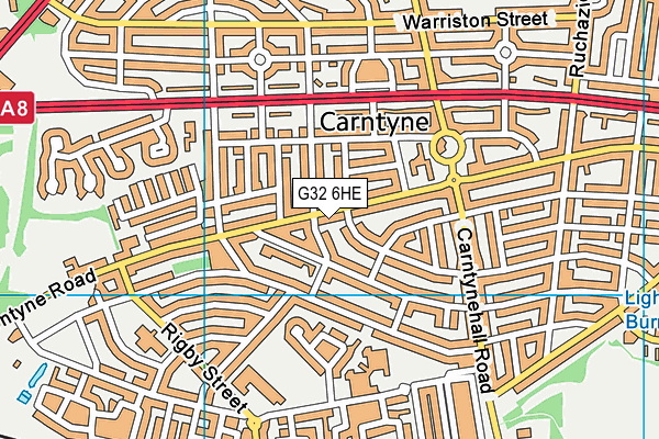 G32 6HE map - OS VectorMap District (Ordnance Survey)