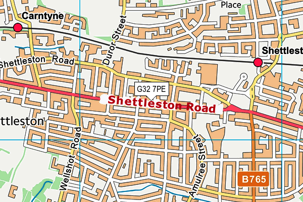 G32 7PE map - OS VectorMap District (Ordnance Survey)