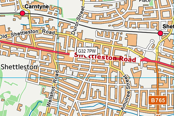 G32 7PW map - OS VectorMap District (Ordnance Survey)