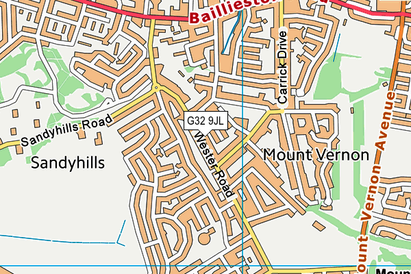 G32 9JL map - OS VectorMap District (Ordnance Survey)