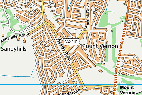 G32 9JP map - OS VectorMap District (Ordnance Survey)