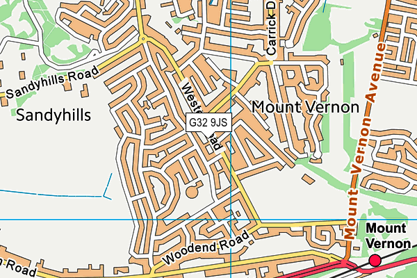 G32 9JS map - OS VectorMap District (Ordnance Survey)