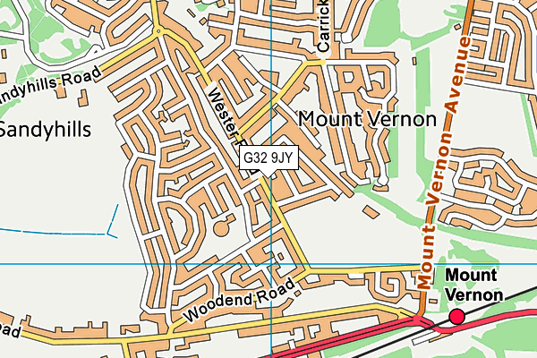 G32 9JY map - OS VectorMap District (Ordnance Survey)