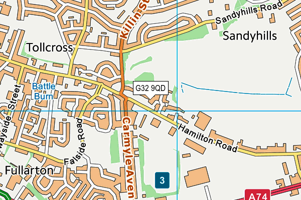G32 9QD map - OS VectorMap District (Ordnance Survey)