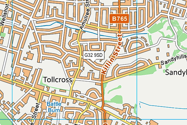 G32 9SD map - OS VectorMap District (Ordnance Survey)