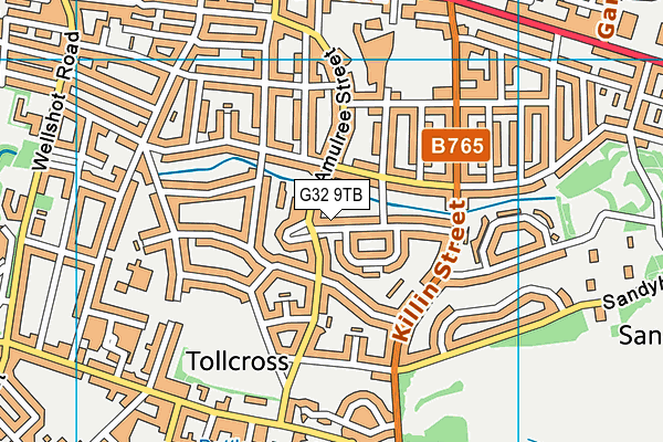 G32 9TB map - OS VectorMap District (Ordnance Survey)